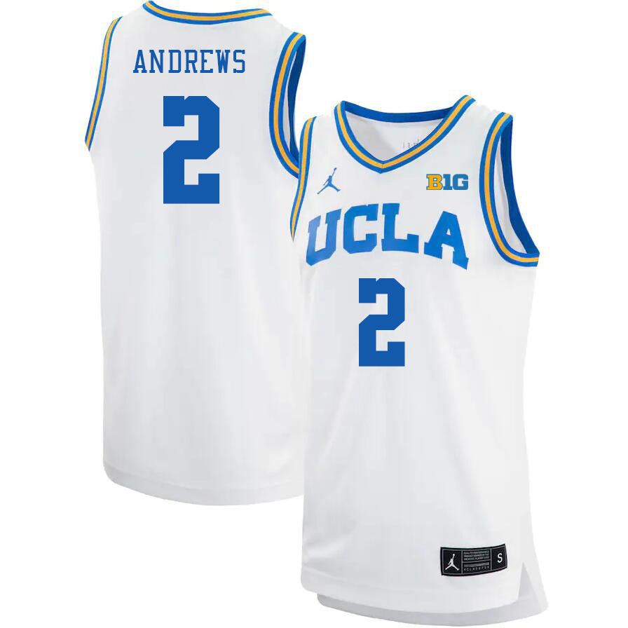 UCLA Bruins #2 Dylan Andrews Big 10 Conference College Basketball Jerseys Stitched Sale-White